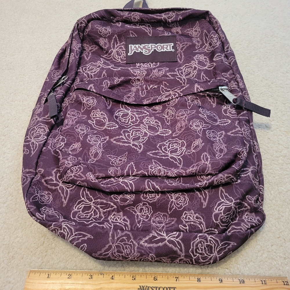 Jansport Purple Rose Pattern Backpack
